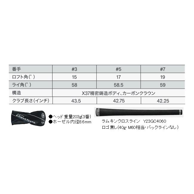 ヤマハ　インプレス　ドライブスター　フェアウェイウッド　ツアーAD　CQ/UBシリーズ　カスタムモデル　23年モデル　ハドラス X37