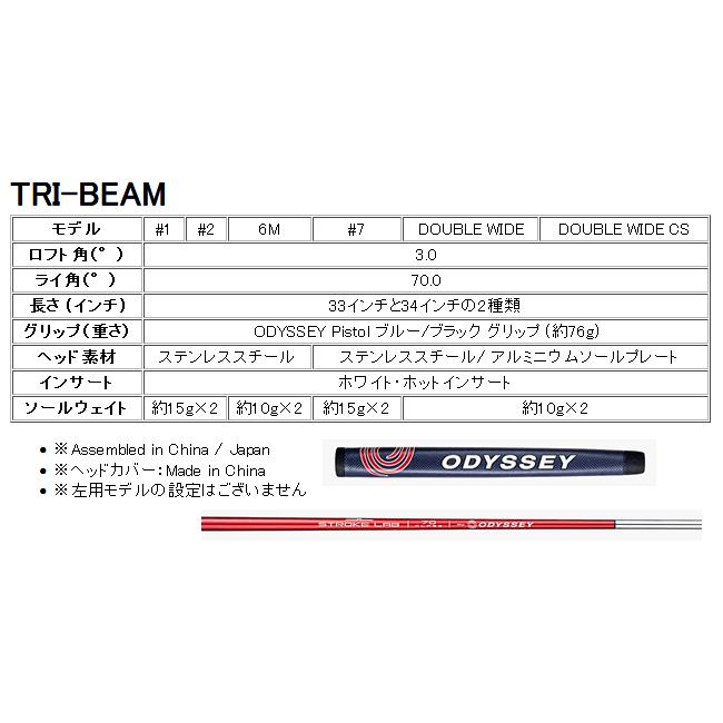 決 オデッセイ TRI-BEAM(トライビーム) パター ダブルワイドCS