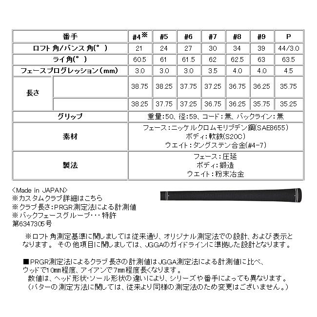 PRGR 02アイアン セットフジクラMCIカーボンシャフト 5番〜PW6本 PRGR