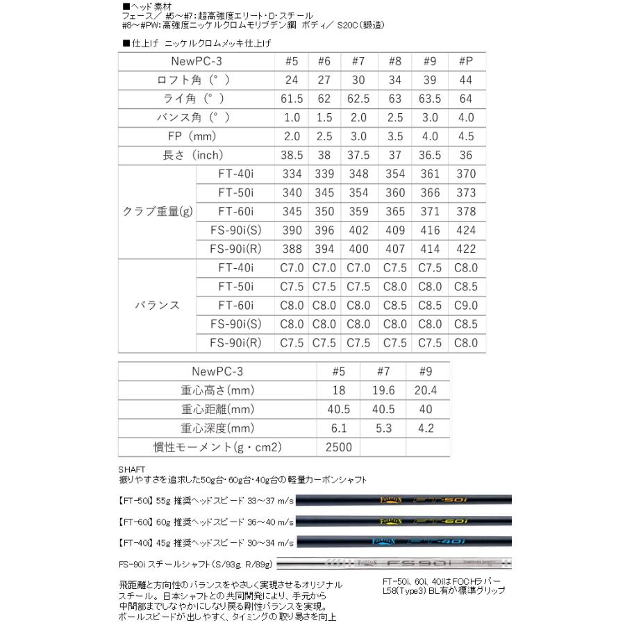 FOURTEEN（フォーティーン） PC3('24) アイアン 4本(7番〜P)セット FT