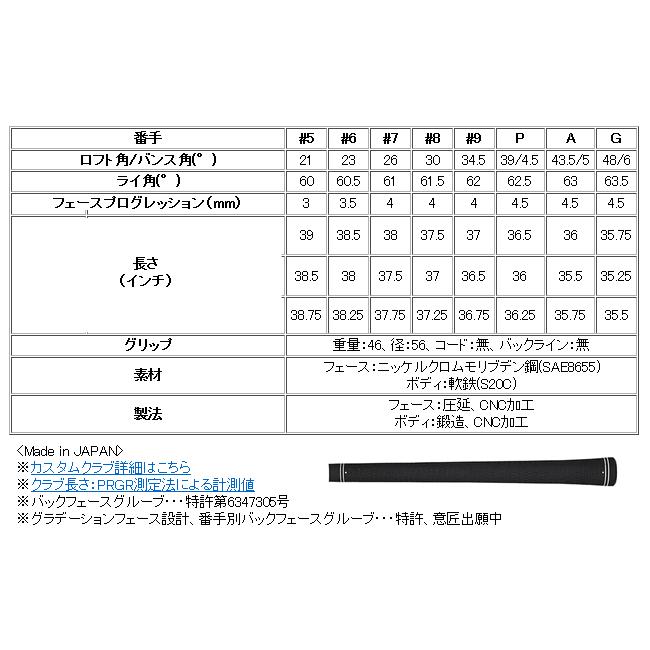 プロギア　03　アイアン　5本(7番〜9番・P・A)セット　各社カーボンシャフト　カスタムモデル　日本仕様　25年　ハドラスの画像