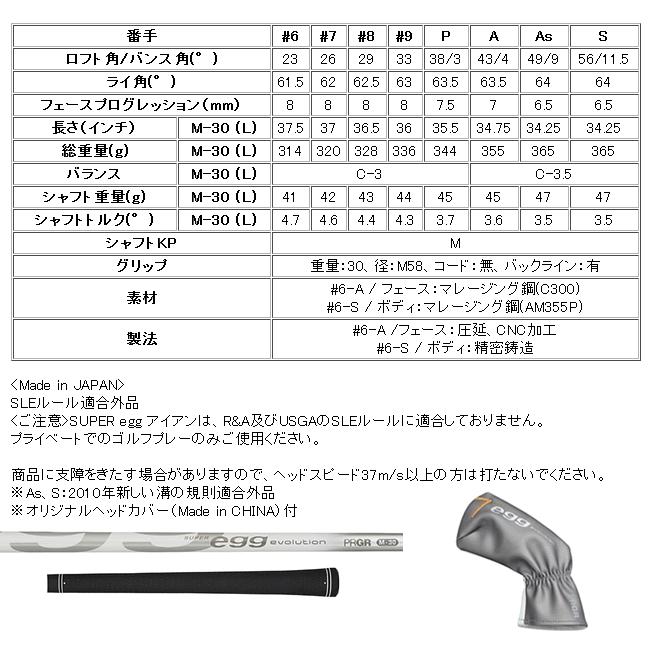 プロギア　スーパーエッグ　レディス　アイアン　5本(7番/8番/9番/P/A)セット　専用カーボン　高反発(Hi-COR)モデル　24年　ハドラスコーティングの画像