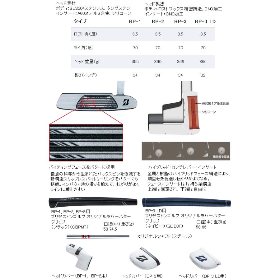 TOUR B ブリヂストンゴルフ パター BP-2 長さ(35〜32インチ)調整
