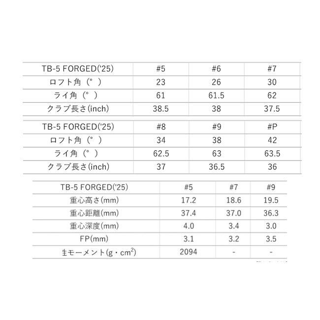 フォーティーン TB-7/TB-5(25) コンボアイアン 5本(5番〜9番 or 6番〜P)セット DG 85/95/105/120 カスタム ニッケルクロムメッキサテン仕上げ ハドラスの画像