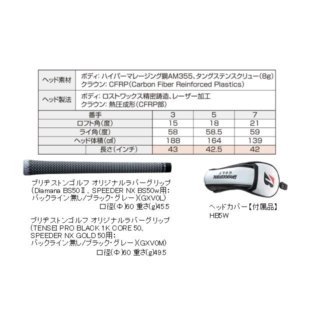 ブリヂストンゴルフ BX2 HT フェアウェイウッド 三菱ケミカル ヴァンキッシュVV/ヴァンキッシュ シリーズ カスタムモデル 25年 ハドラスの画像