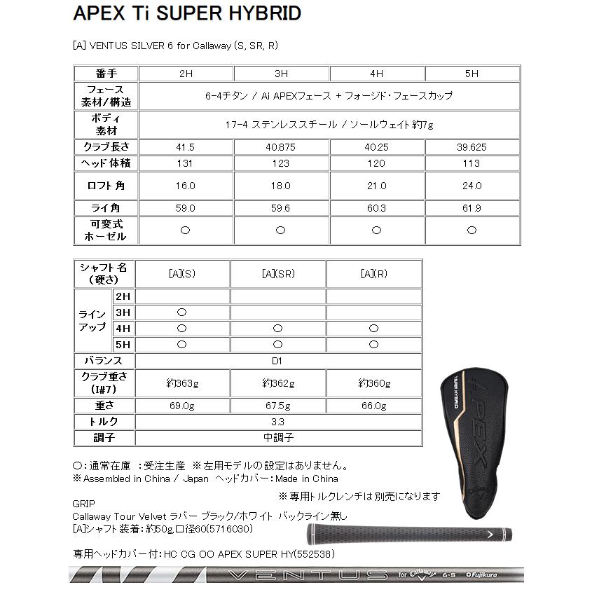 キャロウェイ　APEX　Ti　スーパーハイブリッド　VENTUS SILVER 6 for Callawayカーボン　ハドラス　25年モデル　日本仕様