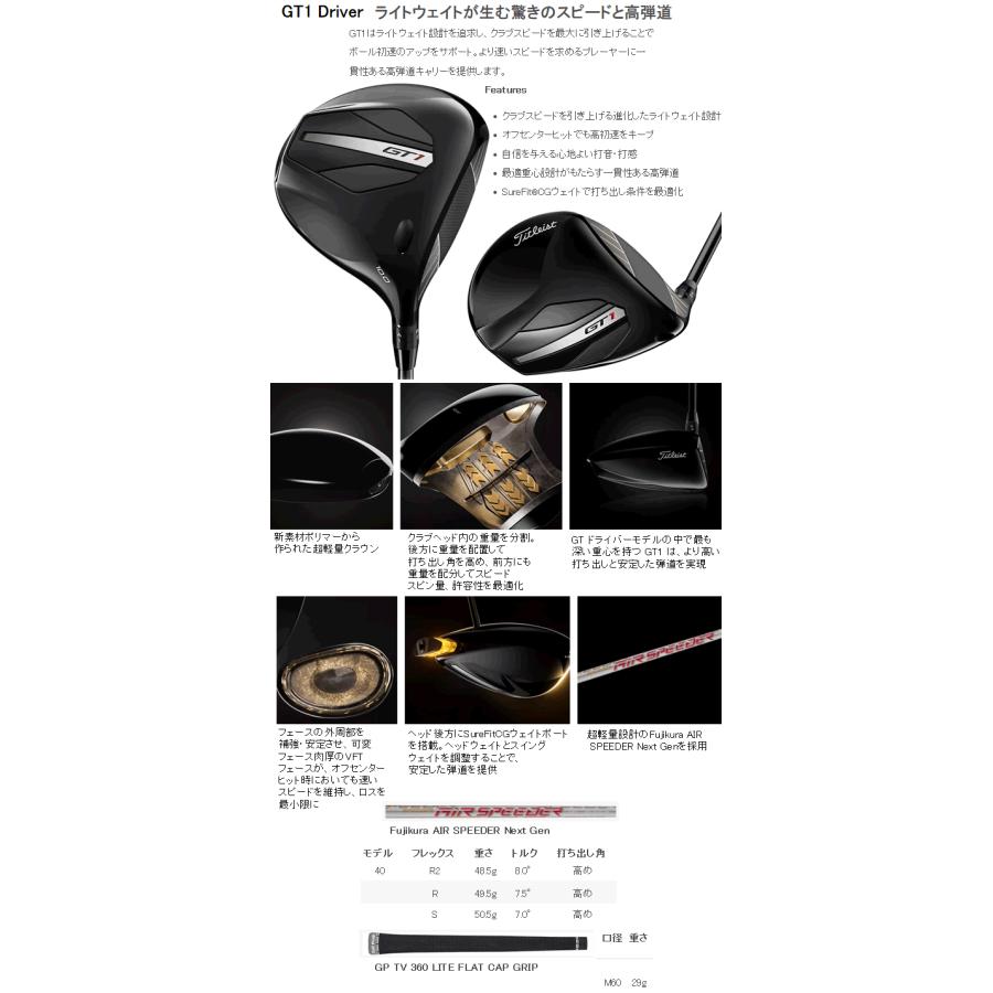 Titleist タイトリスト GT1 ドライバー Fujikura AIR SPEEDER