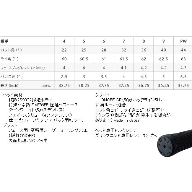 グローブライド オノフ フォージド アイアン クロ 単品 4番 5番 ダイナミックゴールド MIDシリーズ カスタムモデル 25年モデルの画像