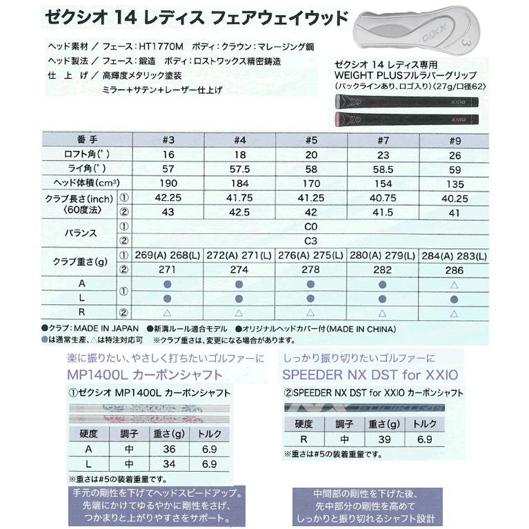 XXIO ゼクシオ14 レディス ハーフセットA W1・FW1本・HY1本・アイアン3