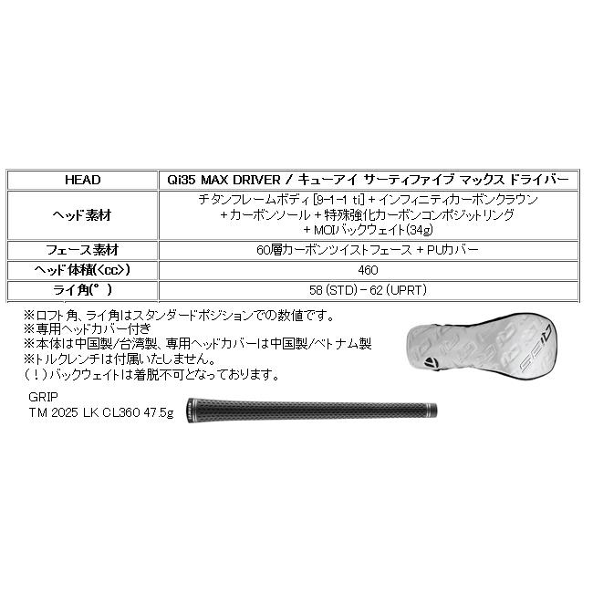 TaylorMade レフティ テーラーメイド Qi35 MAX ドライバー TaylorMade レフティ テーラーメイド Qi35 MAX ドライバー