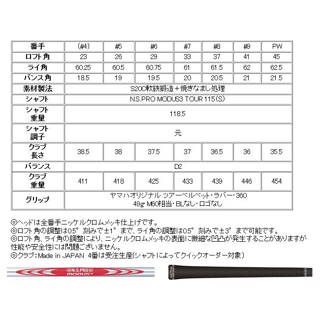 ヤマハ RMX DD-1 ツアーモデル アイアン 単品 4番 5番 NSプロ モーダス3 115シャフト 25年モデル 数量限定 ハドラスの画像