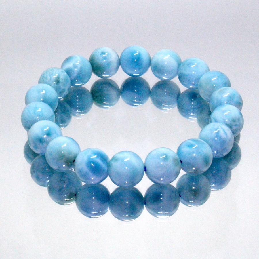 【高品質】ラリマーブレスレット ドミニカ産 谷 ラリマー 高品質 ブレスレット 11mm 天然石☆内径16cm ドミニカ共和国