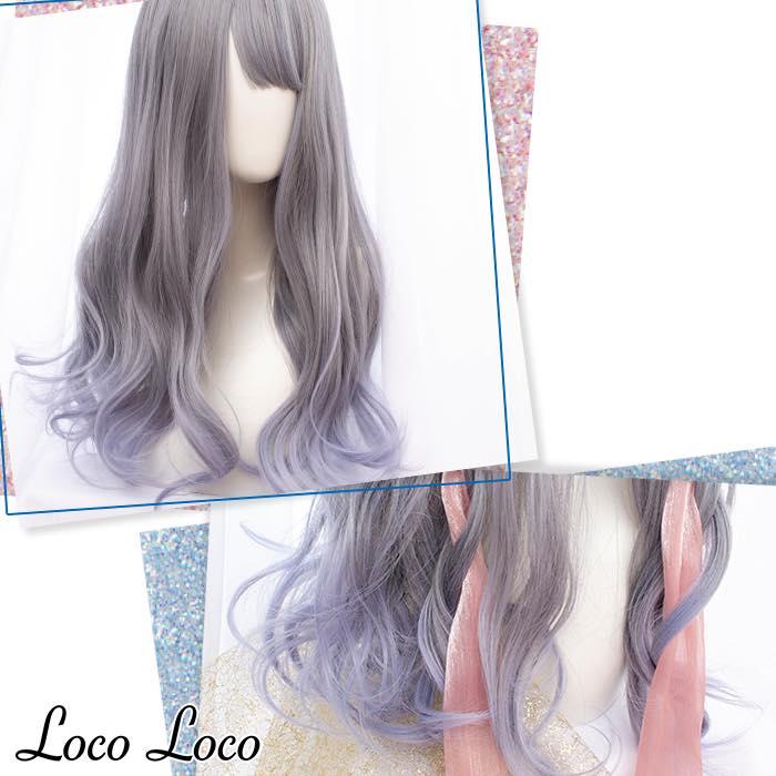 即納 ウィッグ グラデーション グレー パープル シルバー ウェーブ コスプレ 耐熱 Locoloco ロコロコ Wiga51frost Loco Loco 通販 Yahoo ショッピング
