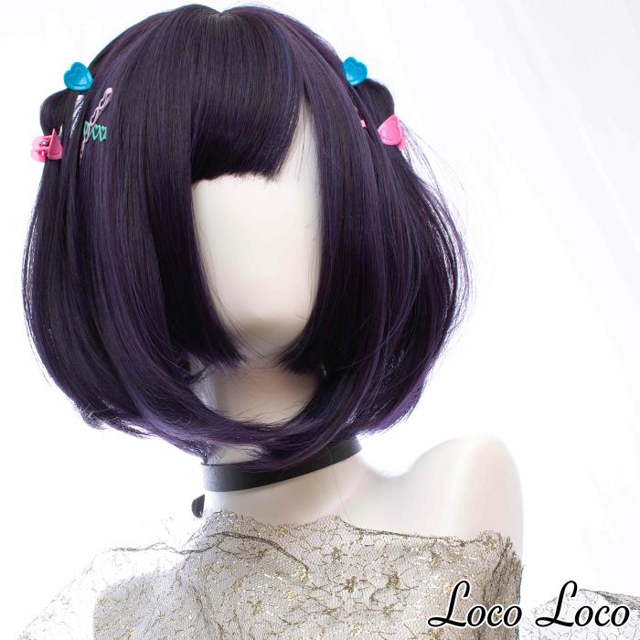 即納 ウィッグ グラデーション ボブ パープル ブラック ミディアム ゆめかわ ロリータ 耐熱 Locoloco Wiga56 Loco Loco 通販 Yahoo ショッピング