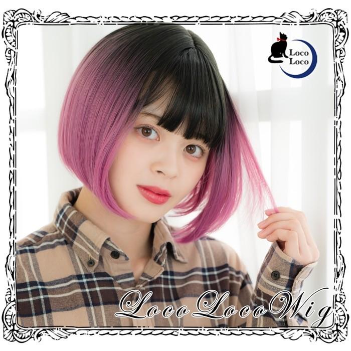 即納 グラデーションウィッグ ピンク ブラック ショートボブ プレミアム ゆめかわいい ロリータ 耐熱 Locoloco Wigp01pk Loco Loco 通販 Yahoo ショッピング