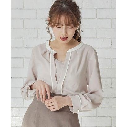 2wayタック配色ブラウス ピンクベージュ 超特価sale開催