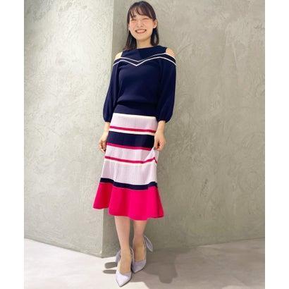 トランテアン ソン ドゥ モード 31 Sons De Mode パネルボーダー肩開ニットフレアワンピース ネイビーマルチ ブランド公式 Locomall ロコモール 通販 Paypayモール