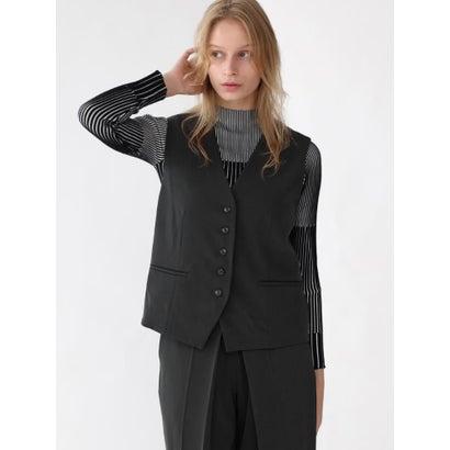 アーガ Aga フロントボタンツイルショートベスト （チャコールグレー