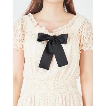 ピンク アンクルージュ Locomall ロコモール 通販 Paypayモール Ank Rouge フロントリボンレースミディワンピース アイボリー