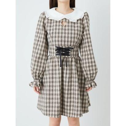 にぴったり アンクルージュ Locomall ロコモール 通販 Paypayモール Ank Rouge ハートくりぬきチェックワンピース グレー