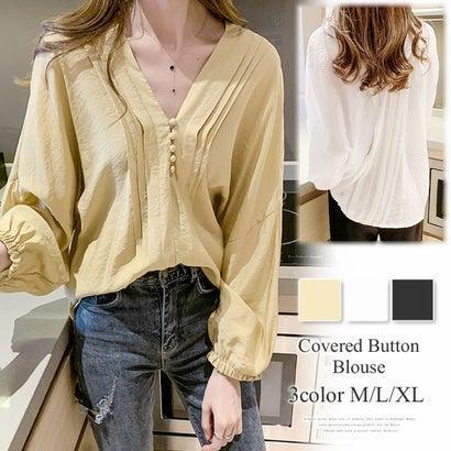 アミュレット Amulet くるみボタンブラウス 長袖 ブラウス シャツ Vネック レディースファッション レディース トップス 綺麗 可愛い ボタン ブランド公式 Locomall ロコモール 通販 Paypayモール