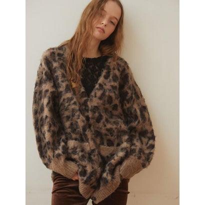 アンプル Ample シャギーレオパード柄カーディガン （ブラウン