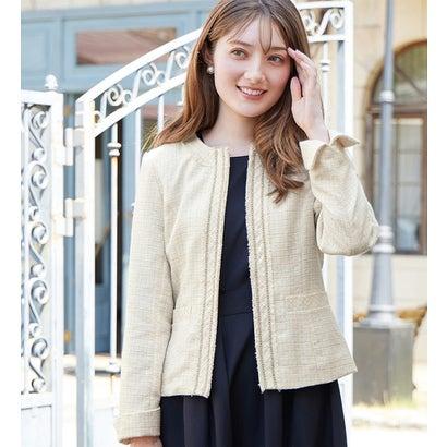 クミキョク 組曲 KUMIKYOKU ツイード ノーカラー ジャケット フリンジ