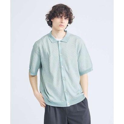 アバハウス ABAHOUSE 【透かし編み】バイアス メッシュニットポロ カーディガン / シアーシャツ / （グリーン系その他1）