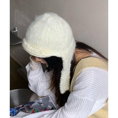 yoli モヘアニットキャップ　ホワイト aimoha（アイモハ） 韓国風 モヘアフライトニットキャップ （ホワイト