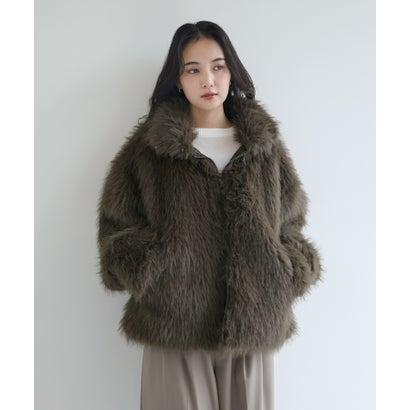 極美品⭐︎ ミーアアステリズム　配色エコファーブルゾン　異素材MIX 38サイズ andme（アンドミー） ミックスファー ジップ ブルゾン （ブラウン