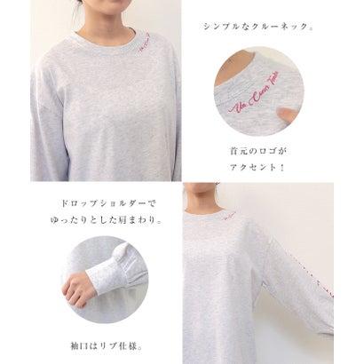 アンドミー andme コットン ロゴプリント ボリューム袖 Tシャツ （ネイビー）｜locondo-shopping｜07