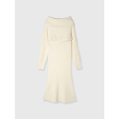 anuans アニュアンス オフショルダーニットワンピース （IVORY