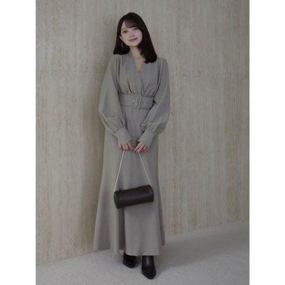 anuans（アニュアンス） ノーカラーナローワンピース （GREY BEIGE