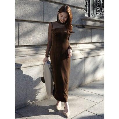 anuans（アニュアンス） シアーコンビタイトワンピース （BROWN