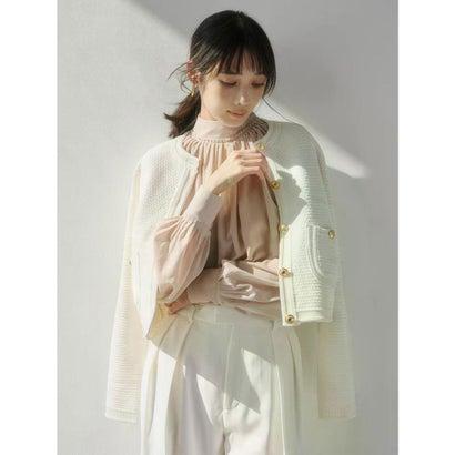 anuans（アニュアンス） ノーカラーラーベンニットジャケット （IVORY