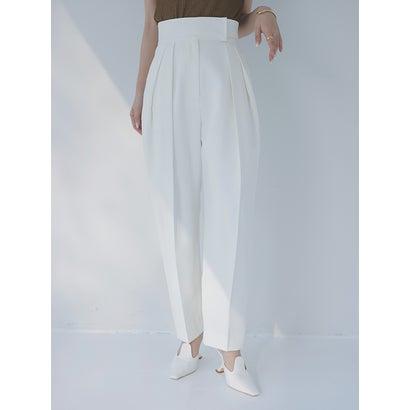 アニュアンス anuans バックサテンツータックテーパードパンツ （WHITE）｜locondo-shopping｜06