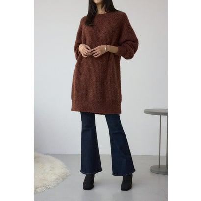 新品⭐️ウールコード　バルキーイージーニット　46 ダークブラウン　大きいサイズ AZUL BY MOUSSY（アズールバイマウジー） ラメシャギーニット