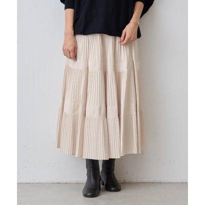 ビアズリー プリーツティアードスカー ホワイト