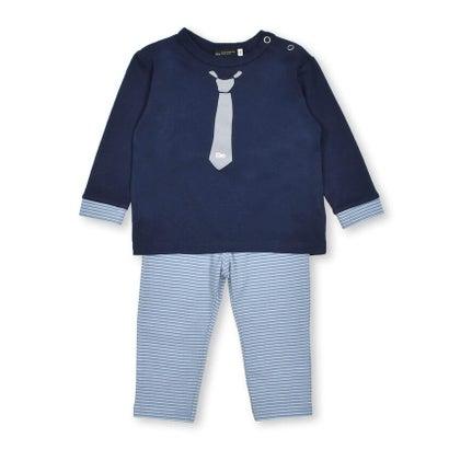 ベベ BeBe ネクタイプリントTシャツ+ボーダーパンツセット(80~90cm
