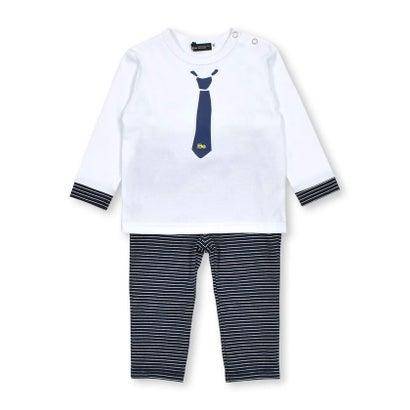 ベベ BeBe ネクタイプリントTシャツ+ボーダーパンツセット(80~90cm 