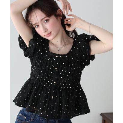 ★即購入可★新品未使用★ドットシャーリングブラウス ブラック ブルーイースト BLUEEAST ドットシャーリングブラウス （ブラック