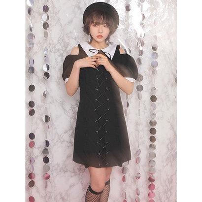 バブルス Bubbles レースアップオープンショルダーワンピース ブラック ブランド公式 Locomall ロコモール 通販 Paypayモール