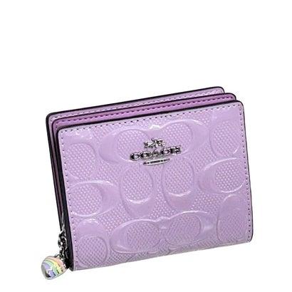 コーチ COACH レザー ハート チャーム スナップ ウォレット （ライトバイオレット）