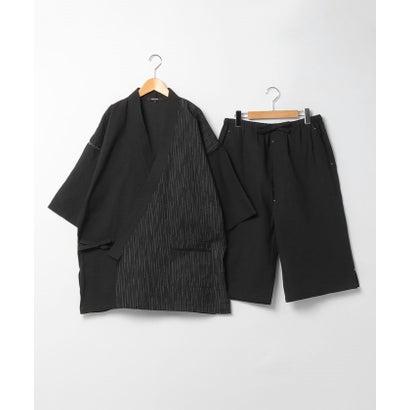 COMME CA MEN（コムサメン） 無地＆ストライプ柄 甚平 （ブラック