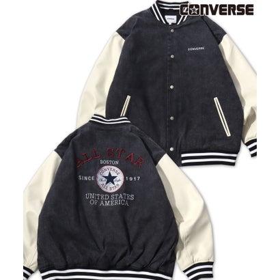 CONVERSE（コンバース） デニム 袖フェイクレザー 切替 スタジャン