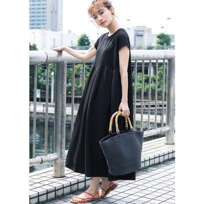 コカ Coca 異素材切り替えフレンチスリーブフレアワンピースcocaオリジナル Black ブランド公式 Locomall ロコモール 通販 Paypayモール