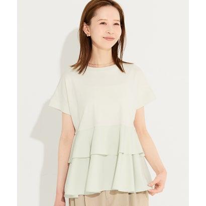 coca（コカ） 異素材切り替え2段フリルTシャツ （Lt.green