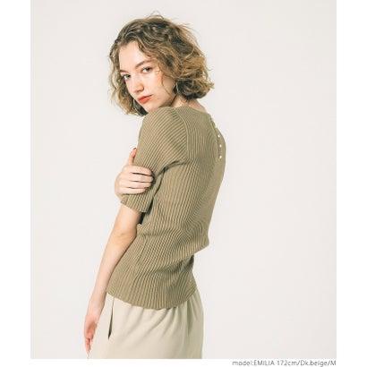 コカ coca バックパール五分袖ニットトップス （Dk.beige）｜locondo-shopping｜03