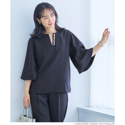 コカ coca セットアップ対応パール付きキーネックブラウス （Black）｜locondo-shopping｜10