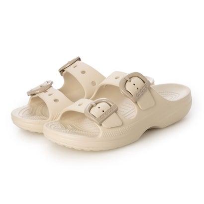 ホワイト ベルト付き クロッグサンダル crocs（クロックス） クロッグサンダル SaturdayEnamelBuckleSandalW